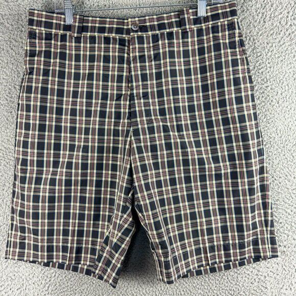 Elevee Shorts Mens 34 Black Red Plaid Golf Golfer Custom Made Outdoor Casual Run - Picture 1 of 15
